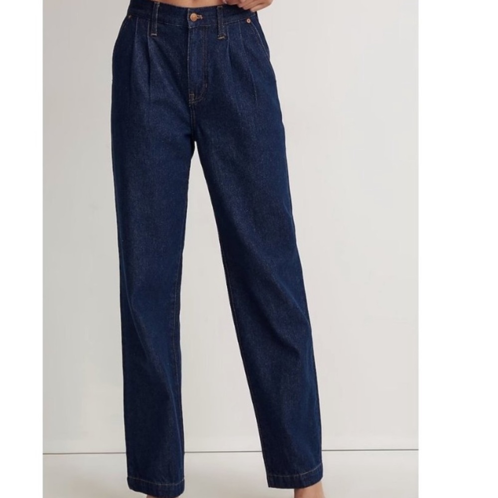 Madewell Baggy Pleated Straight Jeans Woodham Wash Size 26 NH757